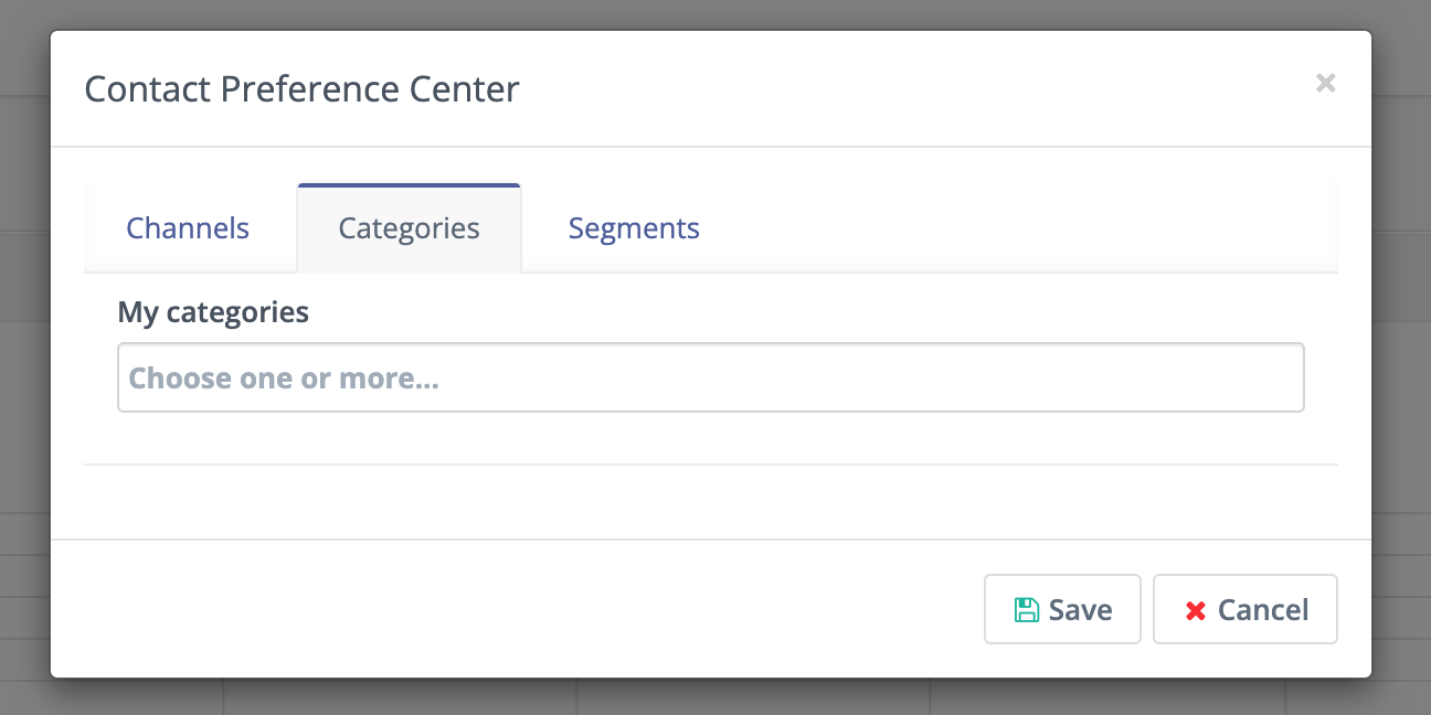 Screenshot of Categories