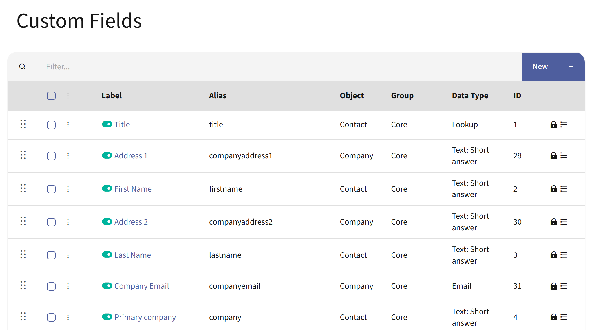 Screenshot of Custom Field