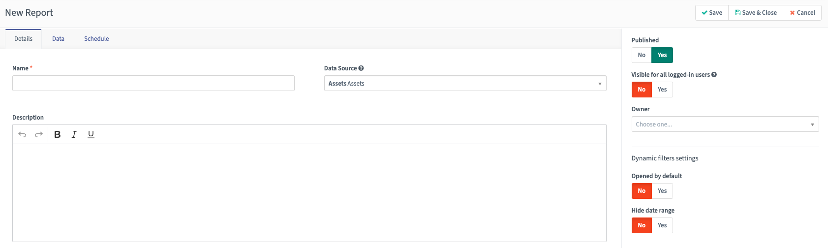 Screenshots of Mautic Report Details