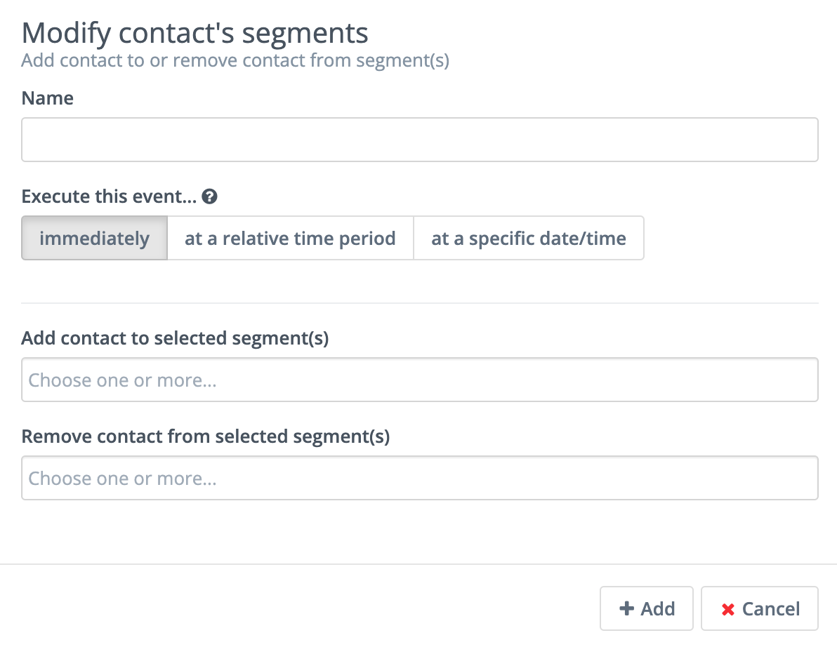 Screenshot showing list of existing Segments.